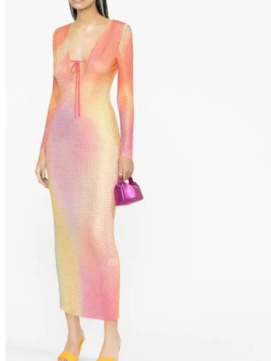 Self-Portrait Dresses & Skirts - Self-Portrait crystal mesh RHINESTONE EMBELLISHED MAXI DRESS pink party bodycon